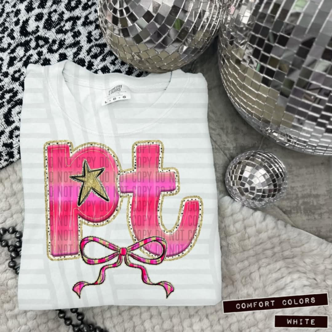 PT pink with bow (Caplinger) 100625 DTF transfer