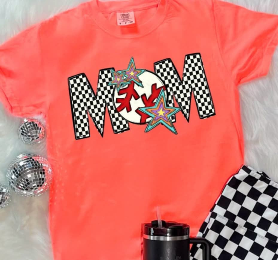 Mom checkered with baseball (S&G) 87076 DTF transfer