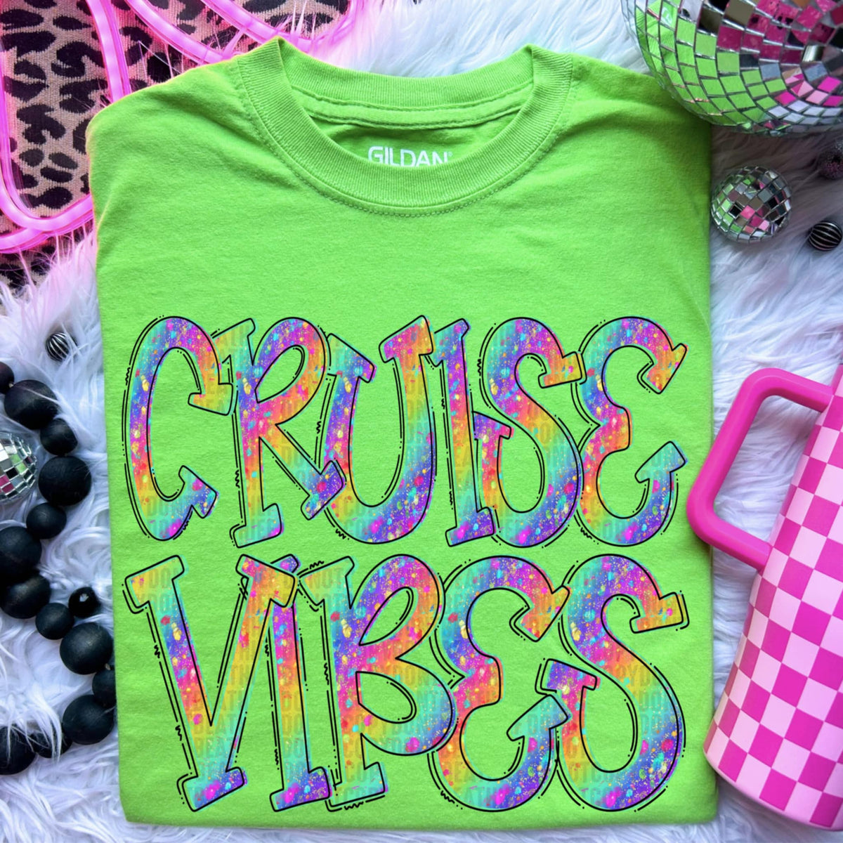 Cruise vibes rainbow font (SDD) 96730 DTF transfer