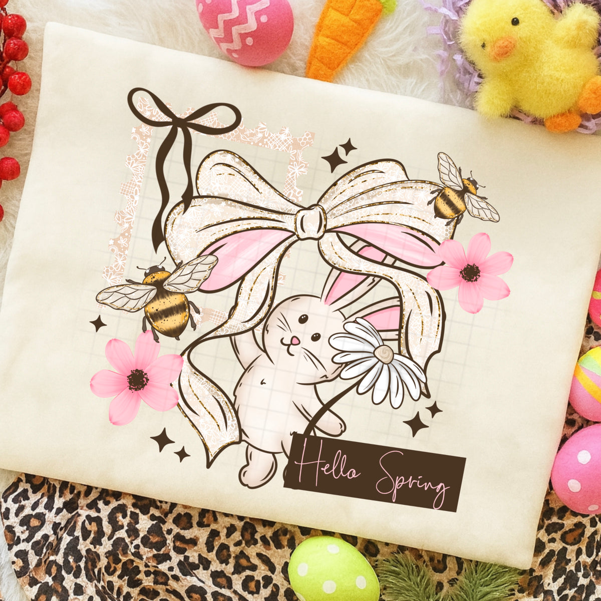 Hello Spring Bunny Bow (CSC) DTF Transfer