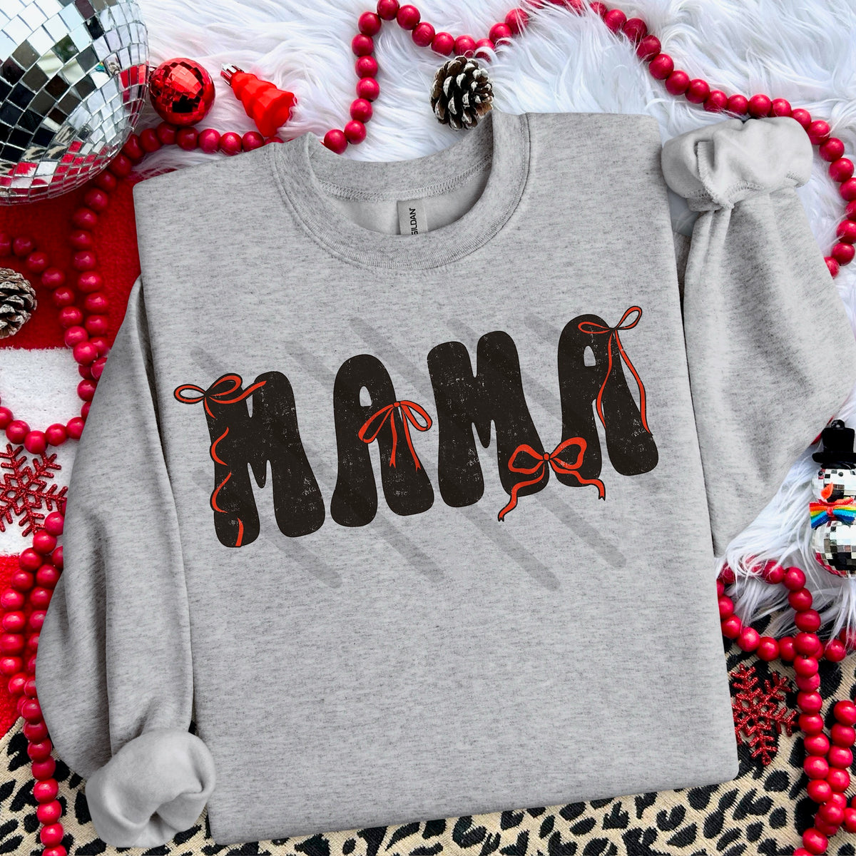 Mama Black with red bows (scarlow) 114340 DTF transfer