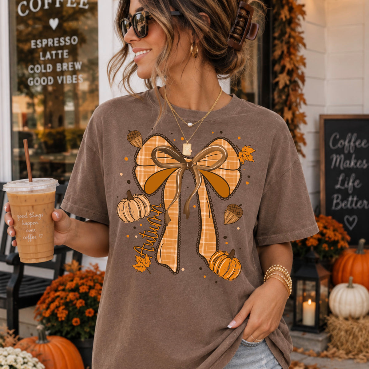 Autumn bow (acorns and pumpkins) (CSC) DTF Transfer