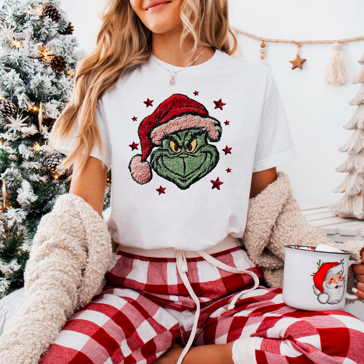 Faux Yarn Green Guy with red stars 116762 DTF transfer