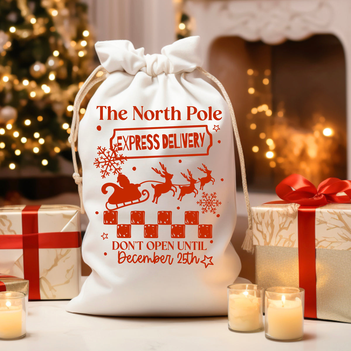 North Pole express delivery red (CSC) DTF Transfer