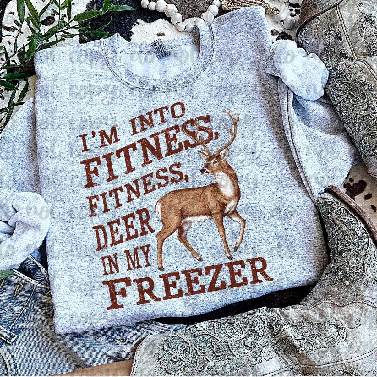 I’m into fitness, fitness deer in my freezer (vintage) 60728 DTF transfer