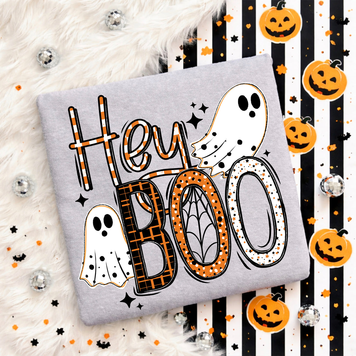 Hey Boo (orange and black) (CSC) DTF Transfer