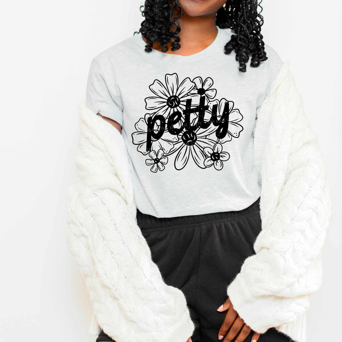 Petty florals BLACK (CSC) 77282 DTF transfer