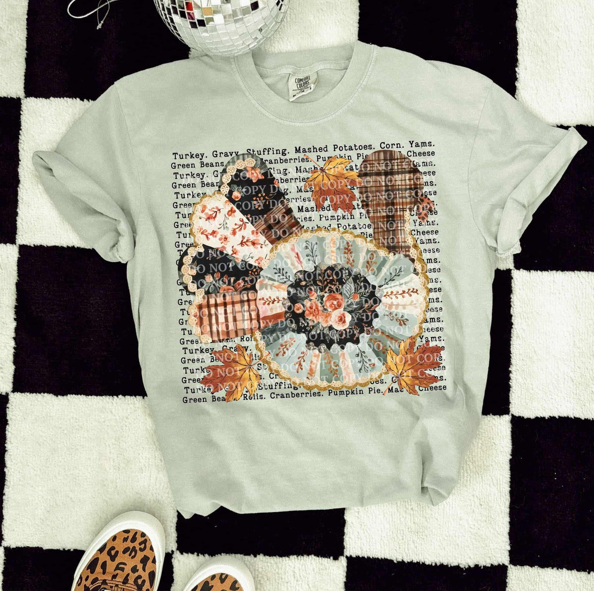 Turkey repeated background patchwork turkey (SCG) DTF transfer