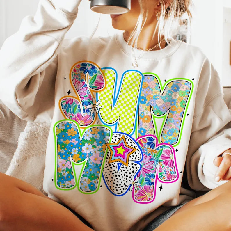 Summer patterned with black details 96666 DTF transfer