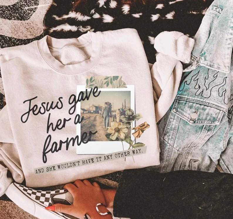 Jesus gave her a farmer 98586 DTF transfer