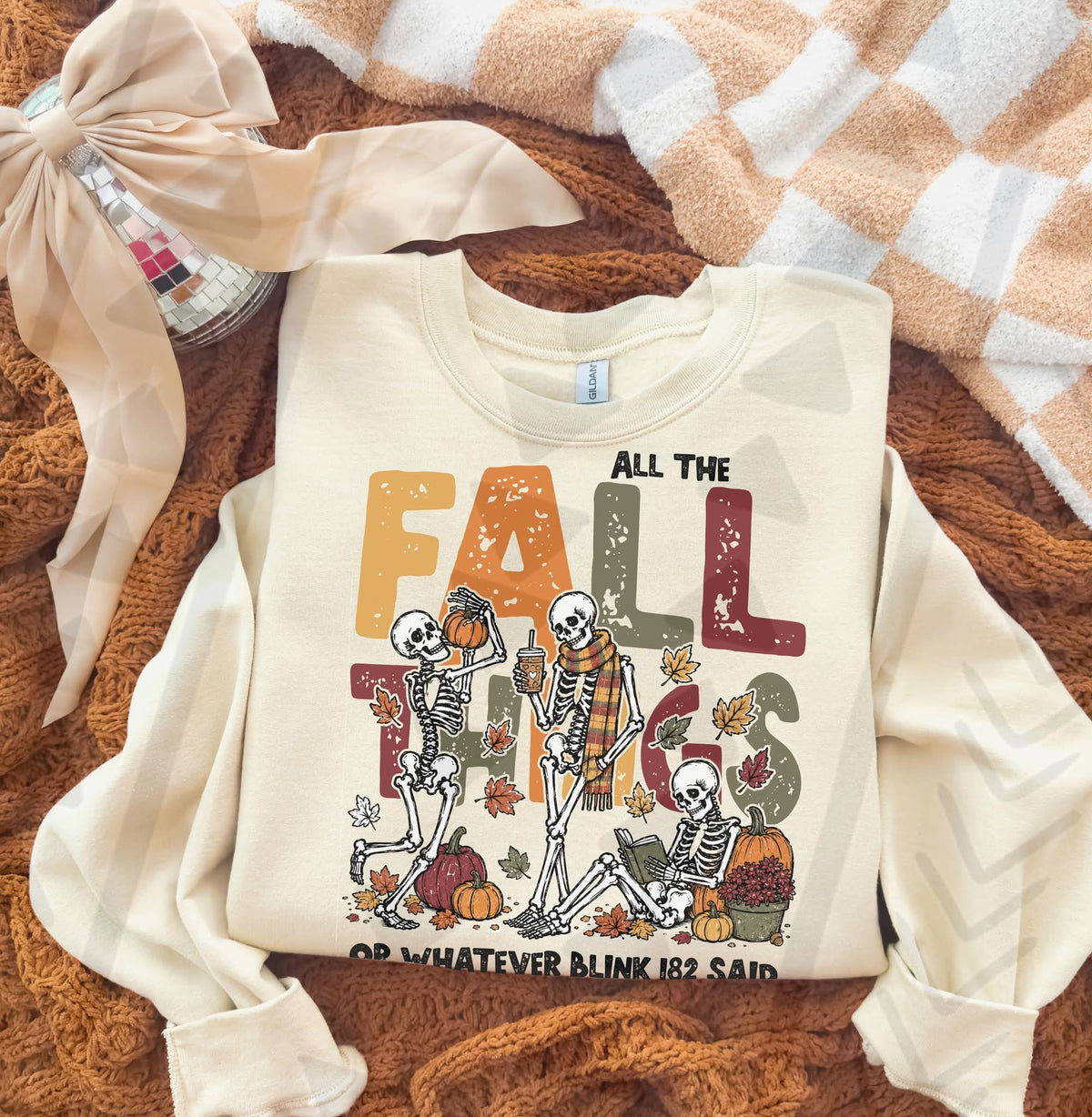 All the fall things skeletons distressed yellow orange green red font (TGG) DTF Transfer