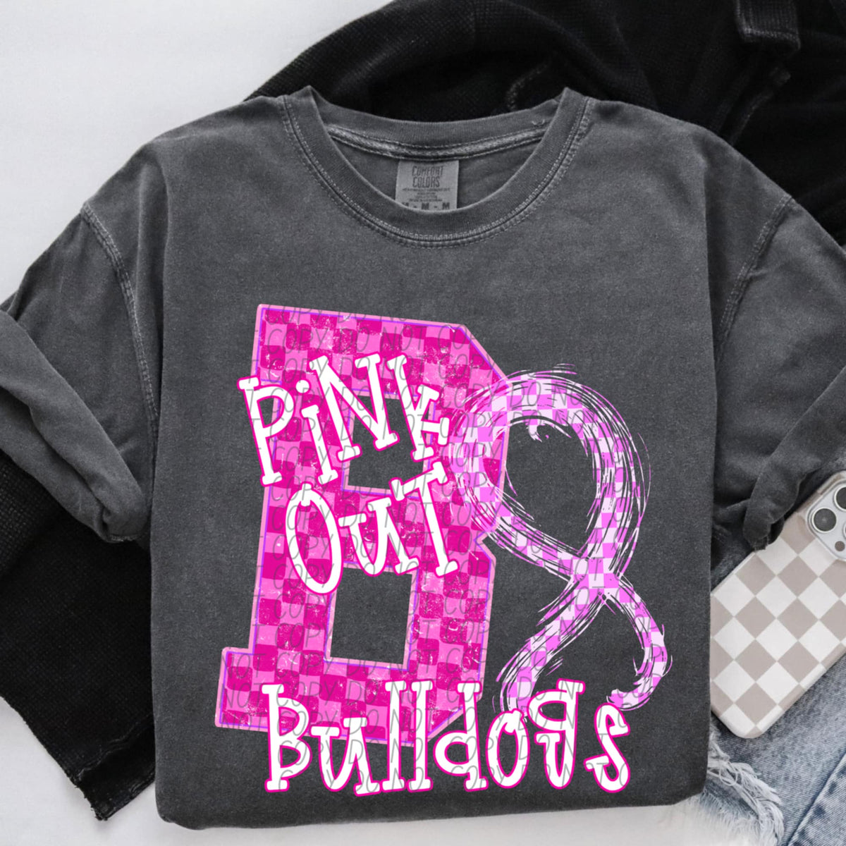 Bulldogs Pink Out Varsity (city) DTF Transfer