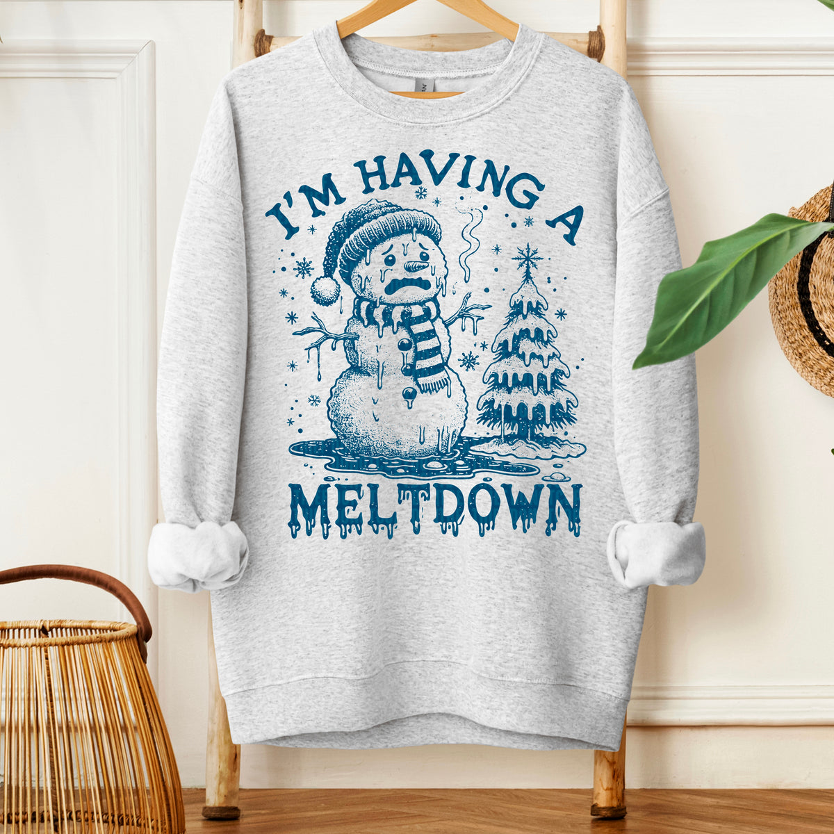 Having a Meltdown snowman NAVY 113396 DTF transfer