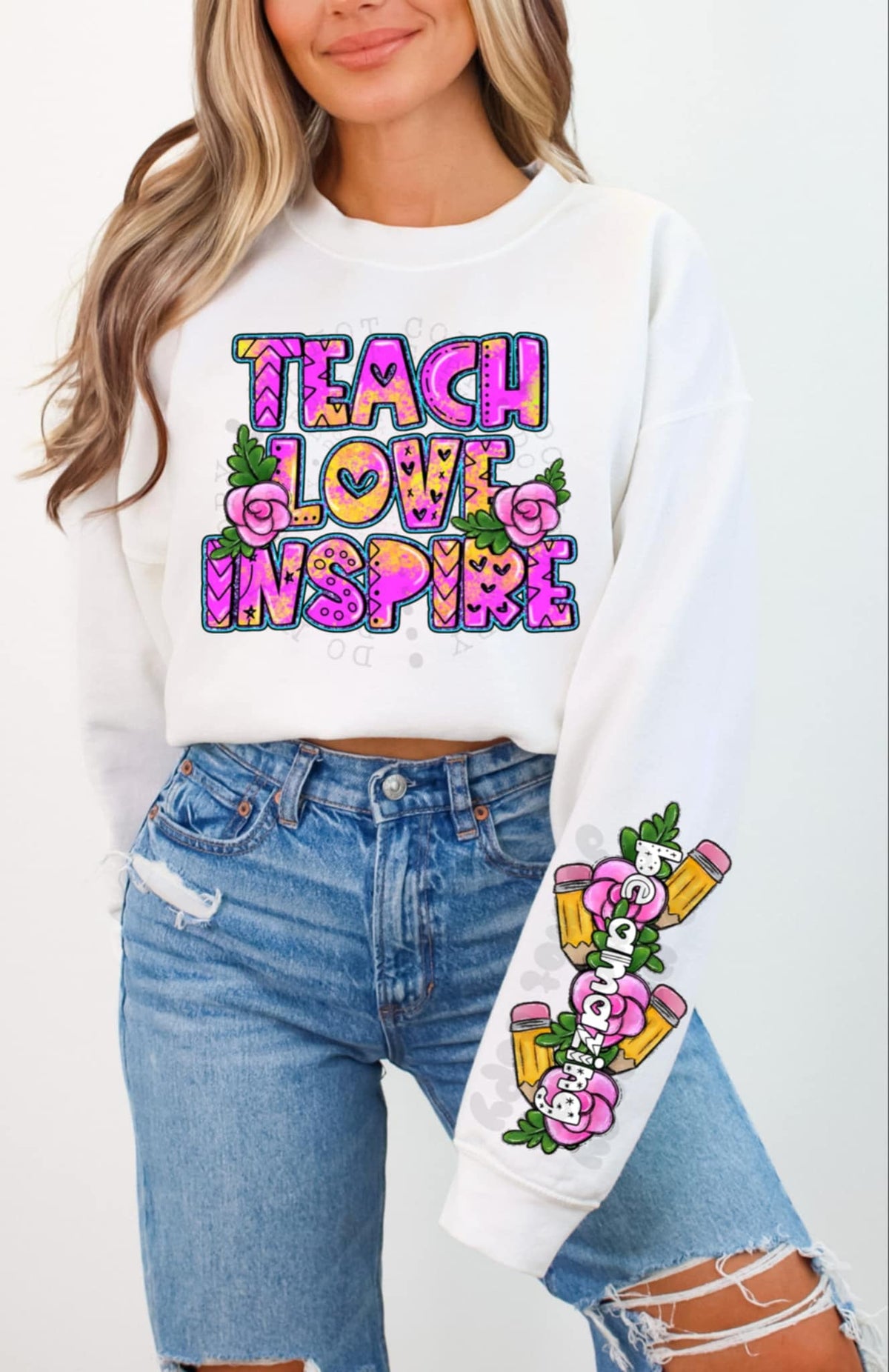 Teach love inspire FRONT 87444 DTF transfer