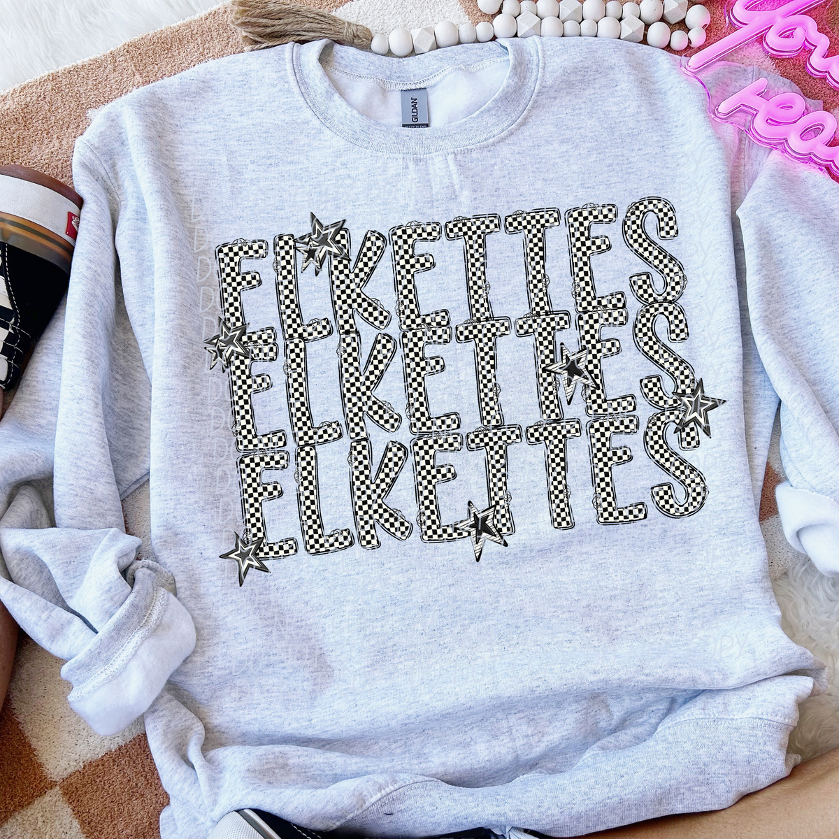 Elkettes checker star stacked (City)DTF transfer
