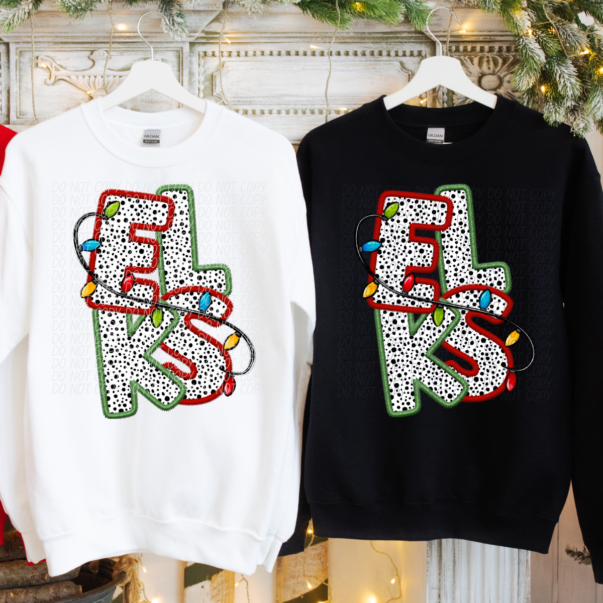 Elks Christmas Light Mascots (City) DTF Transfer