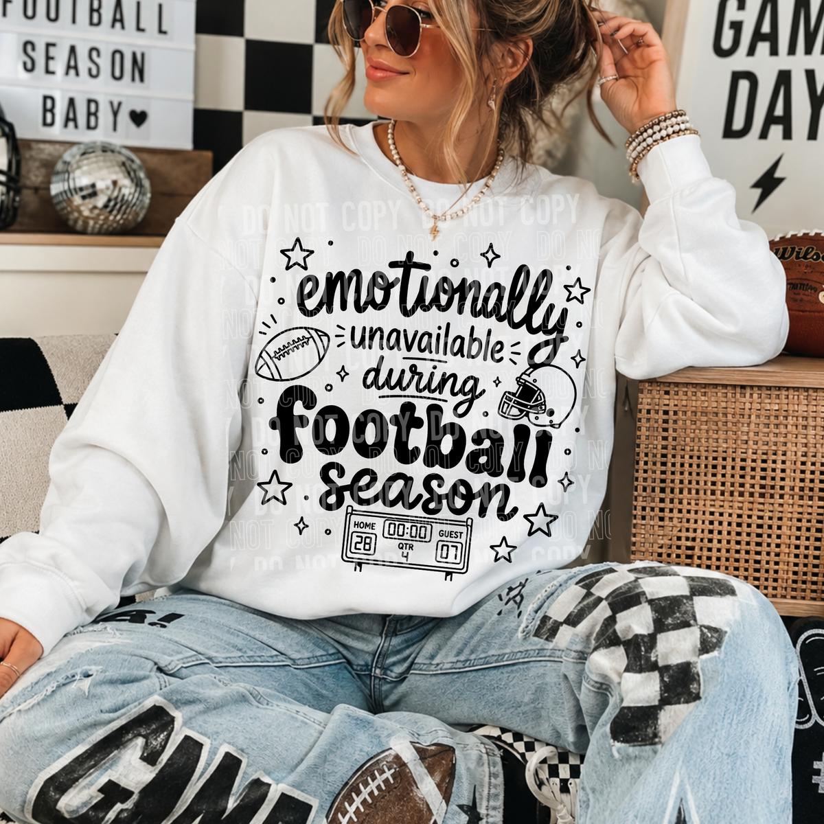 Emotionally unavailable during football season BLACK (SBB) DTF Transfer