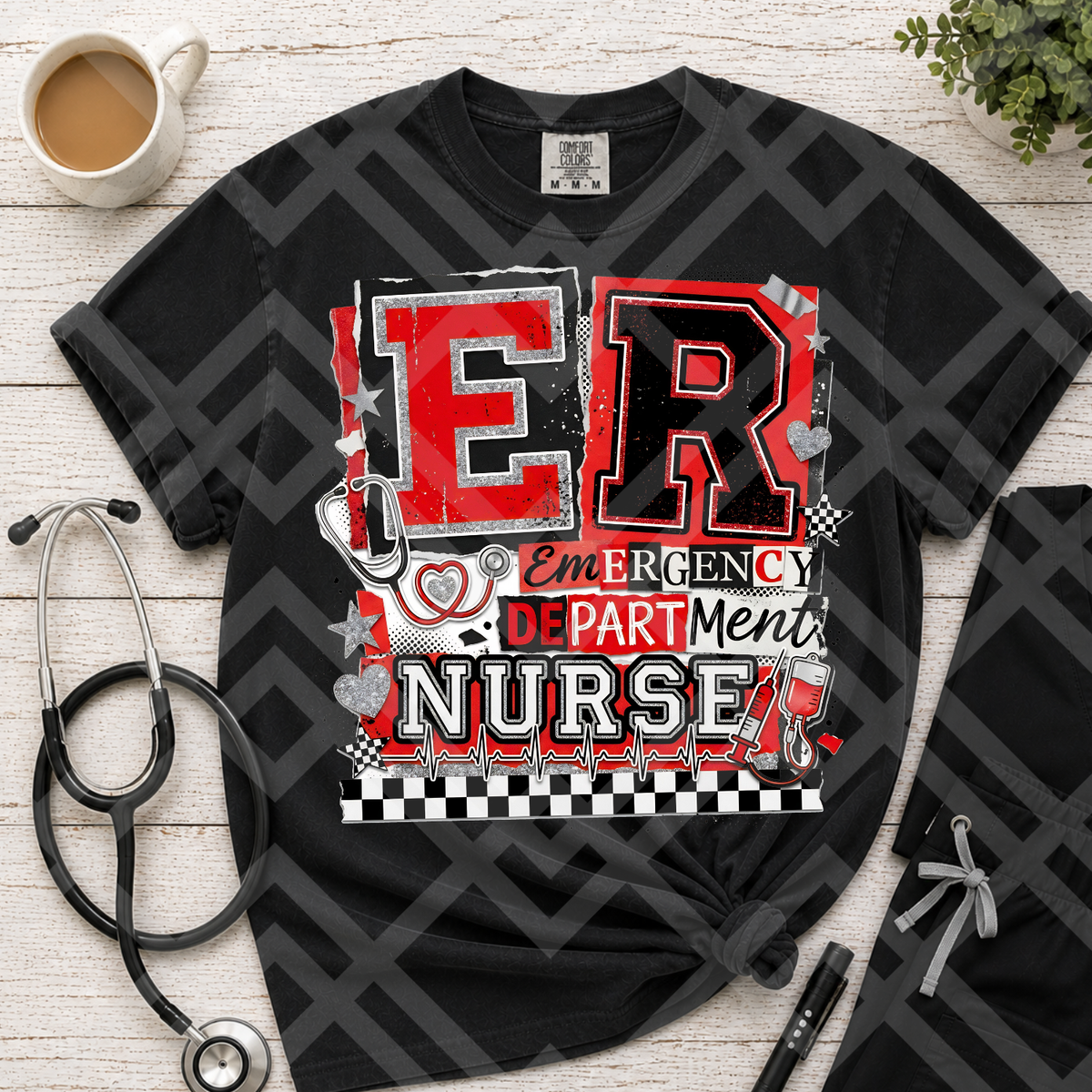 ER nurse red magazine font (Parker) DTF Transfer