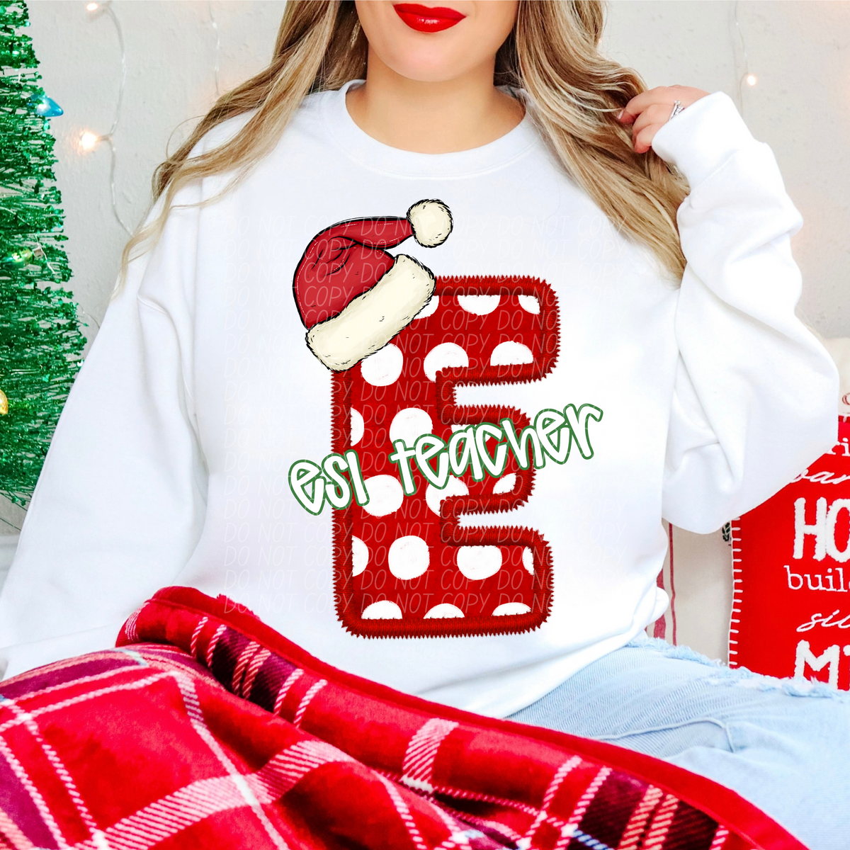 Esl Teacher Christmas Faux Embroidery 66568 DTF transfer