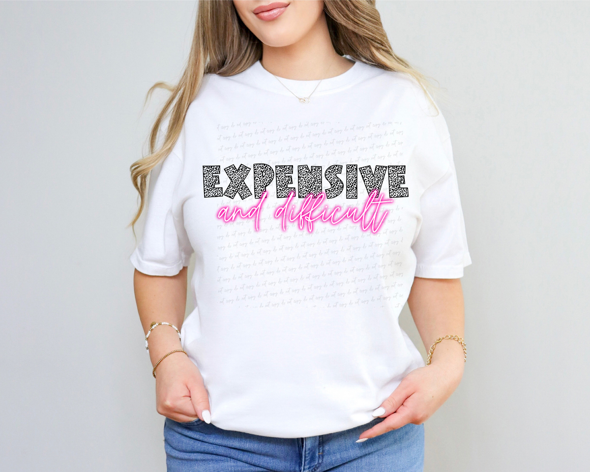 Expensive and Difficult Black Leopard with Pink Neon Font 116385 DTF Transfer
