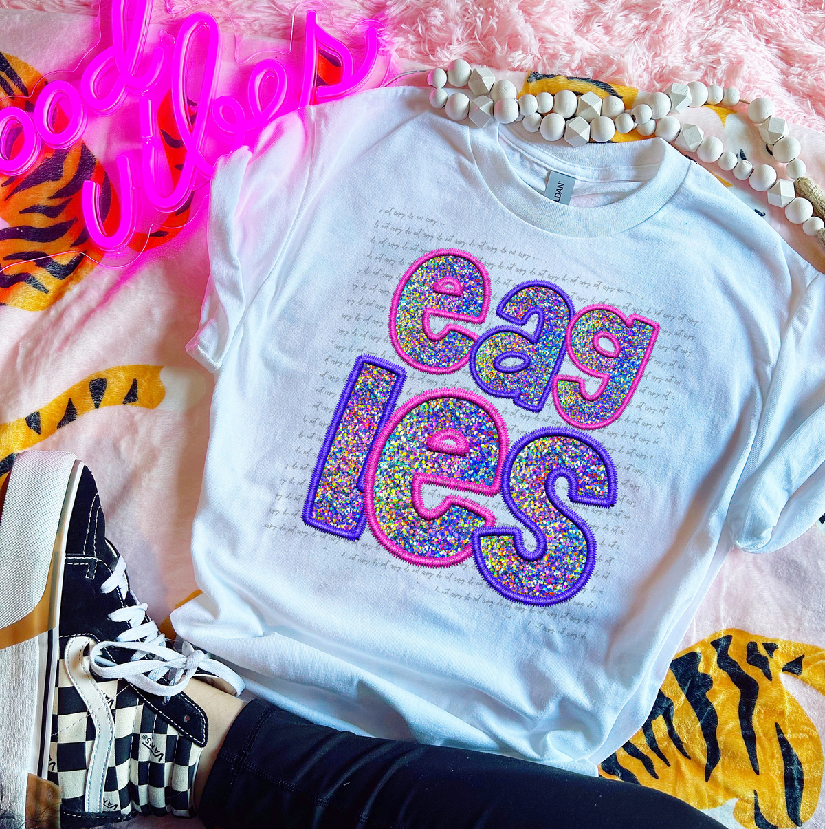 Eagles Faux Embroidery Pink Blue 76050 DTF Transfer