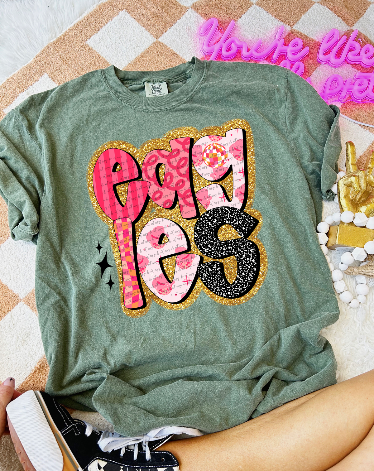 Eagles Faux Glitter Retro 51564 DTF transfer