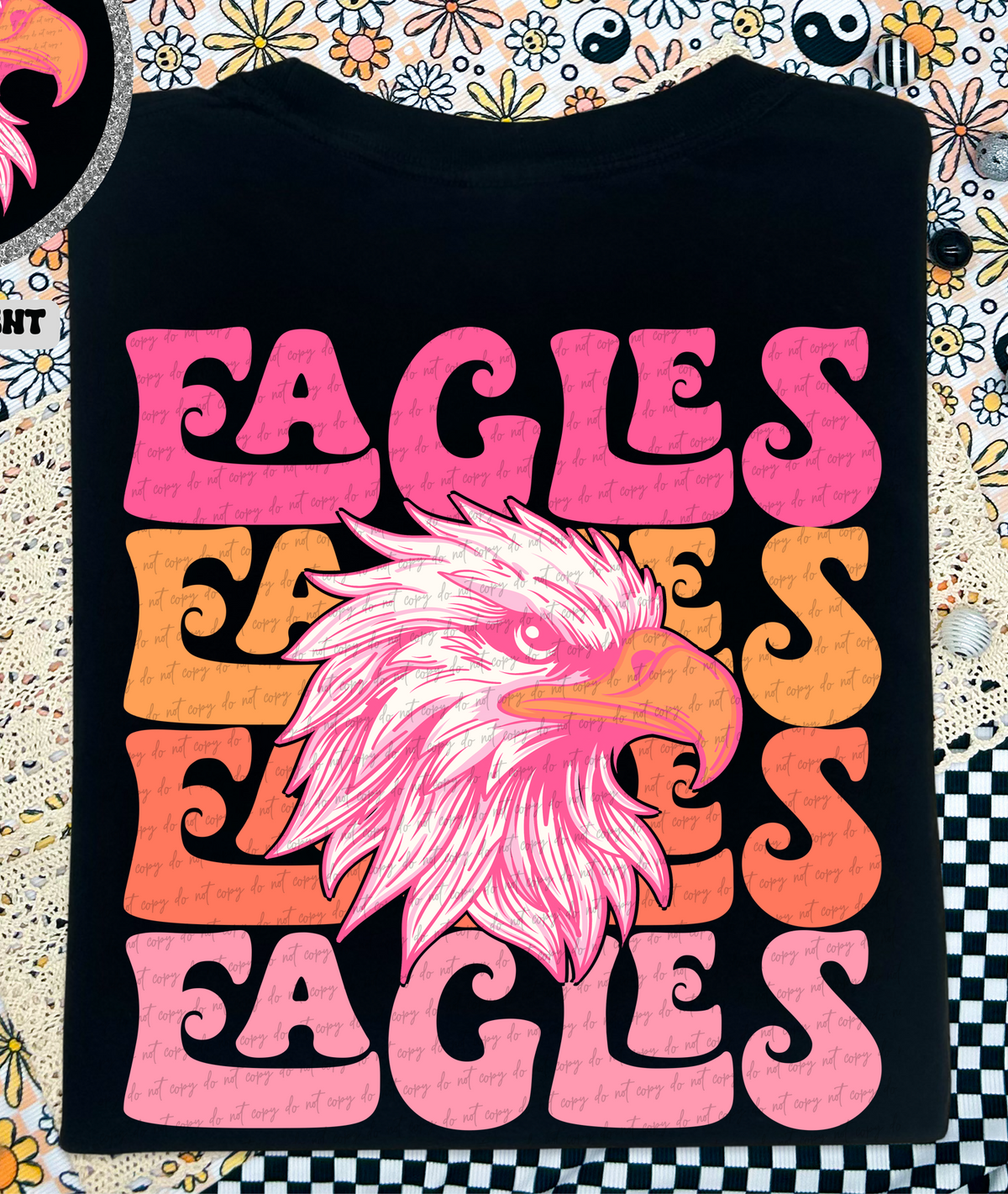 Eagles Stacked School Mascot (Back Print) 89043 DTF Transfer