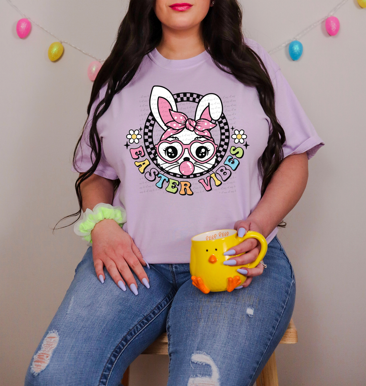 Easter Vibes Lower Arch Bunny Head 81779 DTF Transfer