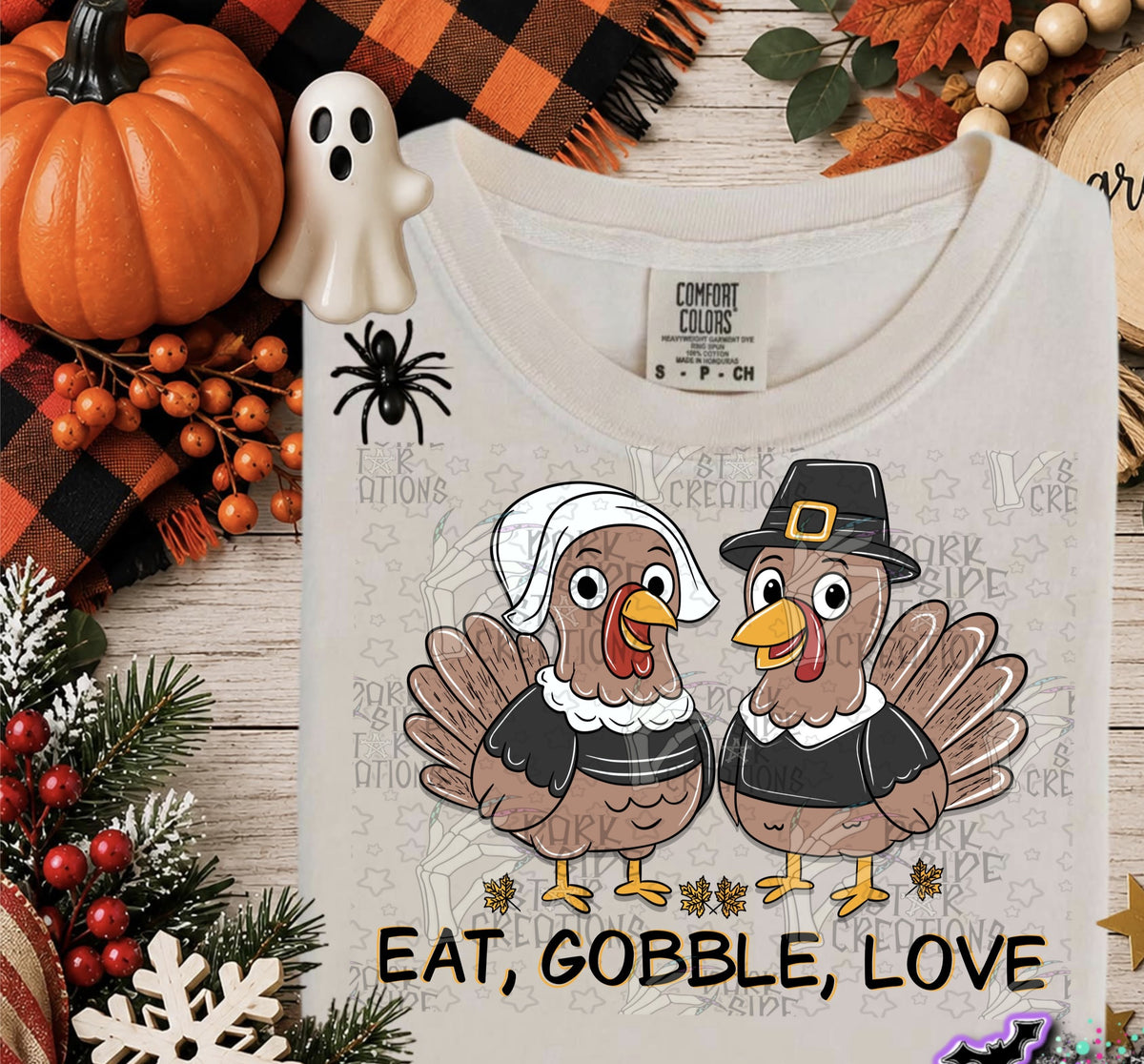 Eat gobble love turkeys DTF Transfer