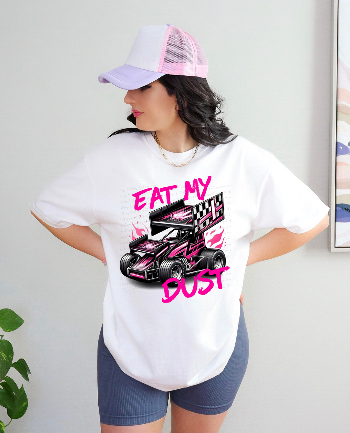 Eat My Dust Pink Font Car 117927 DTF transfer