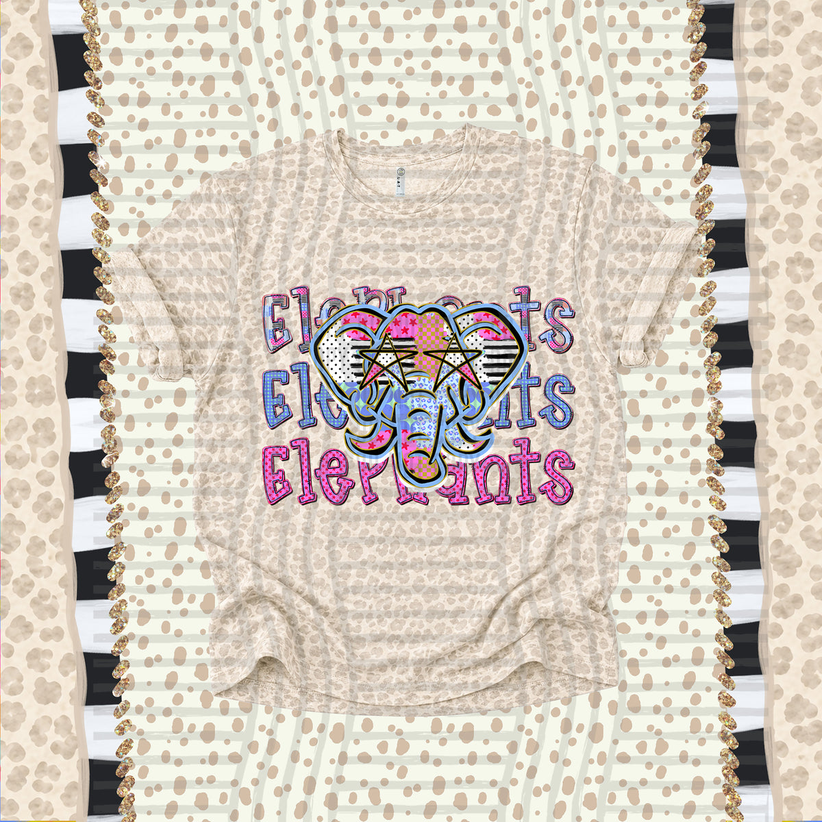 Elephants-Dolly Doodle Print (Caplinger) DTF Transfer