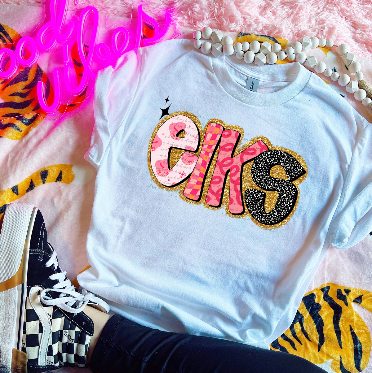 Elks Faux Glitter Retro 51565 DTF transfer
