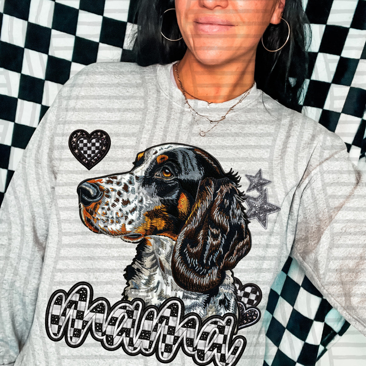 English setter 3 mama checkered font (DKD) DTF Transfer