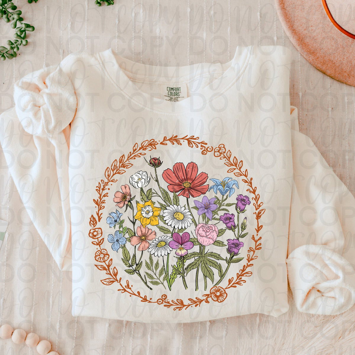 Floral circle with wildflowers inside (UAC) DTF Transfer