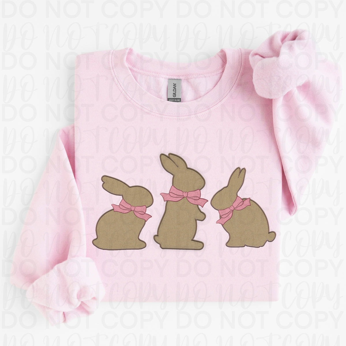 Trio brown bunnies with pink bows (UAC) DTF Transfer