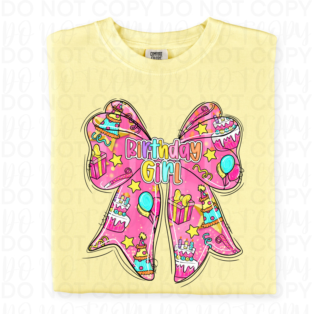 Birthday Girl pink patterned bow (UAC) DTF Transfer