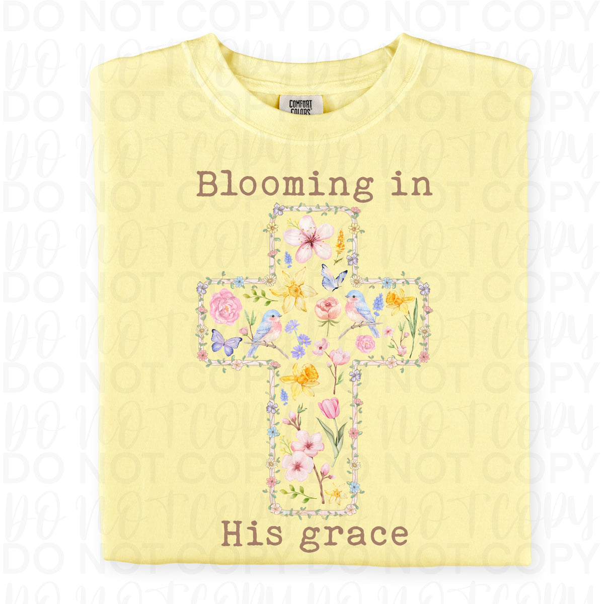 Blooming in his grace floral cross (UAC) DTF Transfer