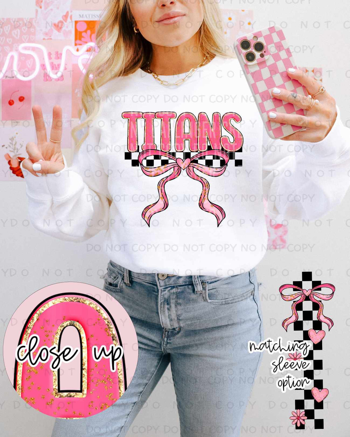 Titans pink and gold with bow (Caplinger) 80374 DTF transfer
