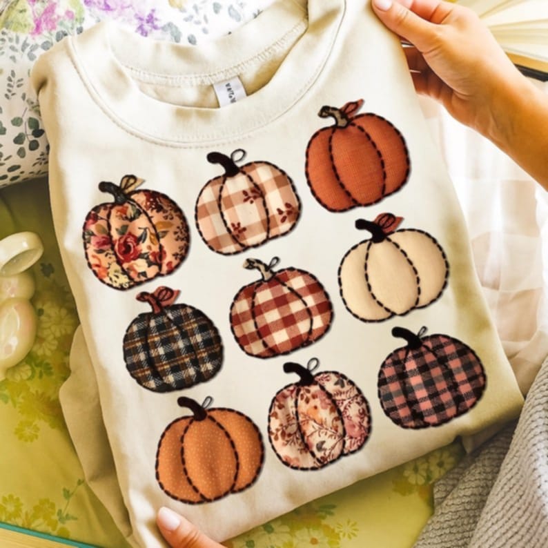 Faux Fabric Pumpkins DTF transfer