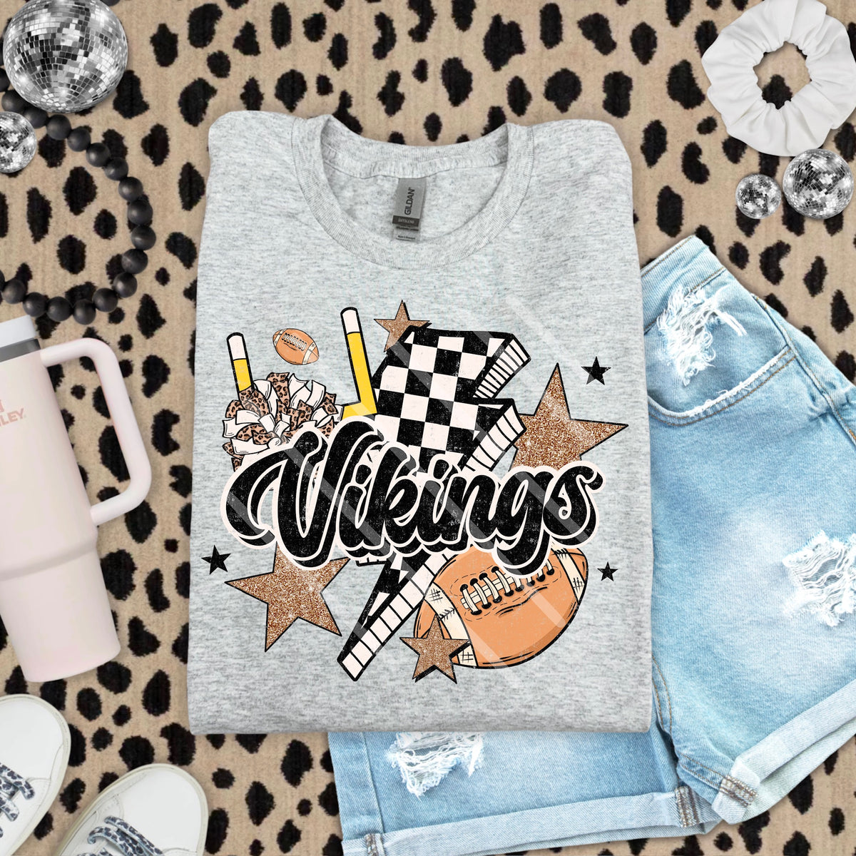 Vikings Football Mascot Checker Lightning Scarlow 110194 DTF transfer