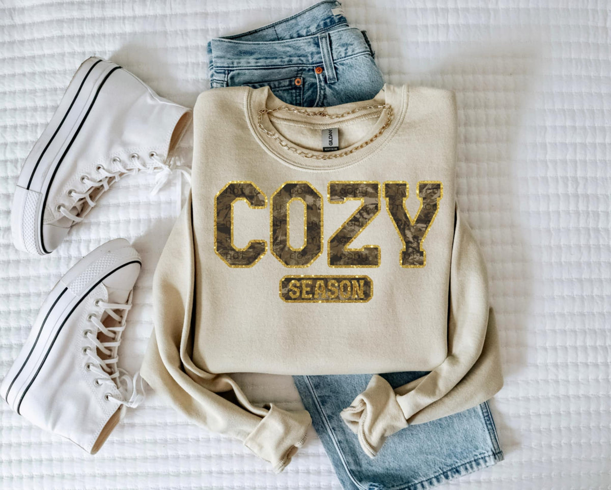 Cozy Season with camo and glitter 111724 DTF transfer