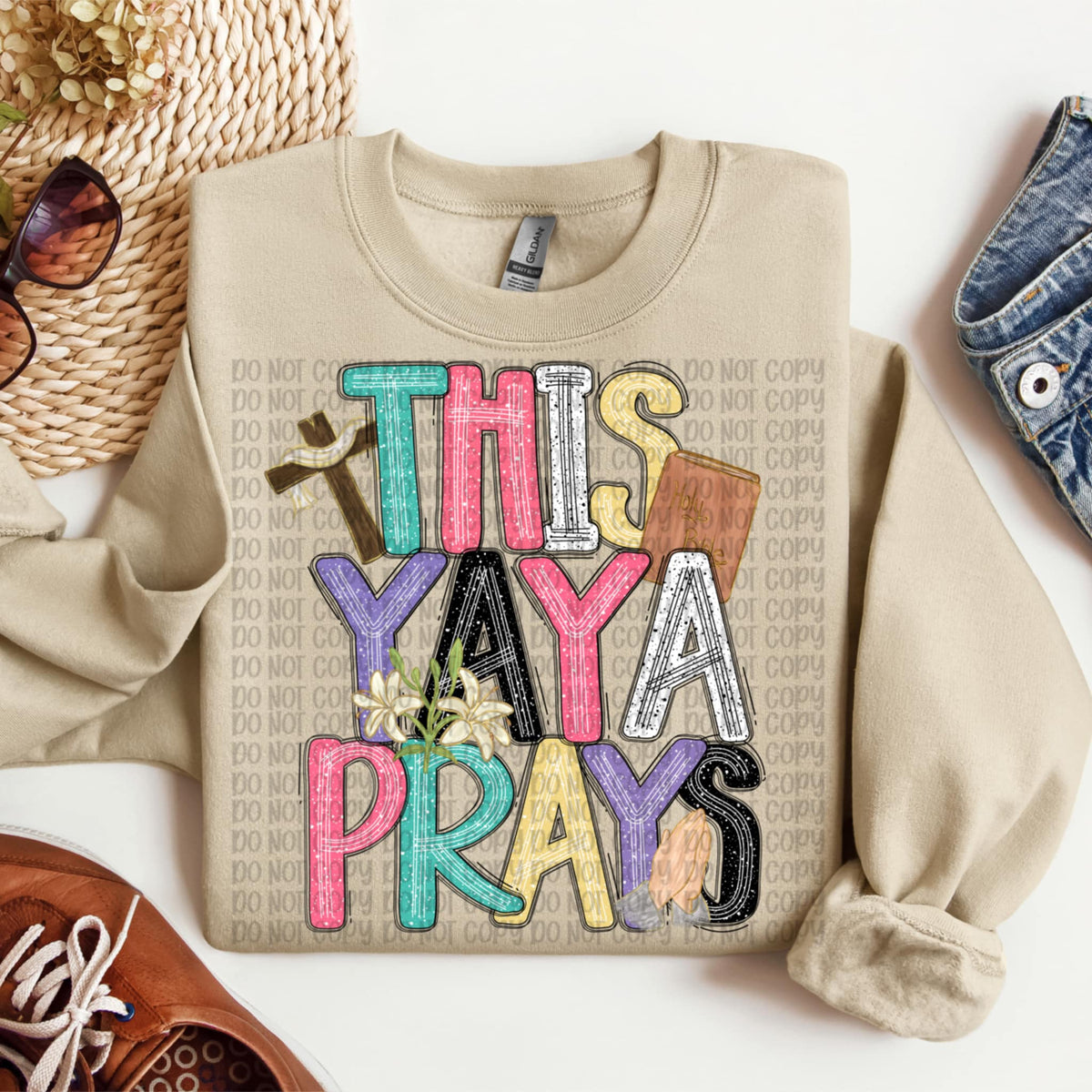 This yaya prays (VP) 91911 DTF transfer