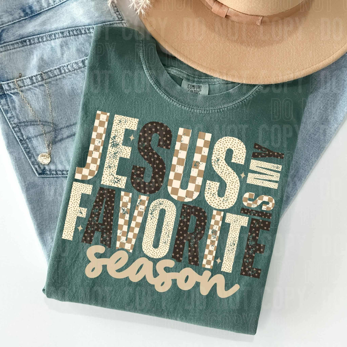 Jesus is my favorite season neutrals checkered (SBB) DTF transfer
