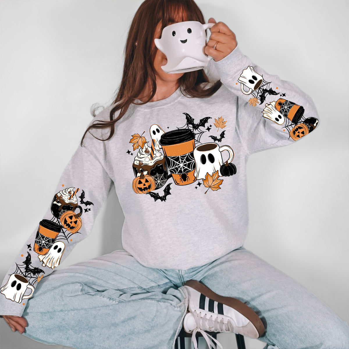 Halloween coffee with ghosts (front only) (CSC) DTF Transfer