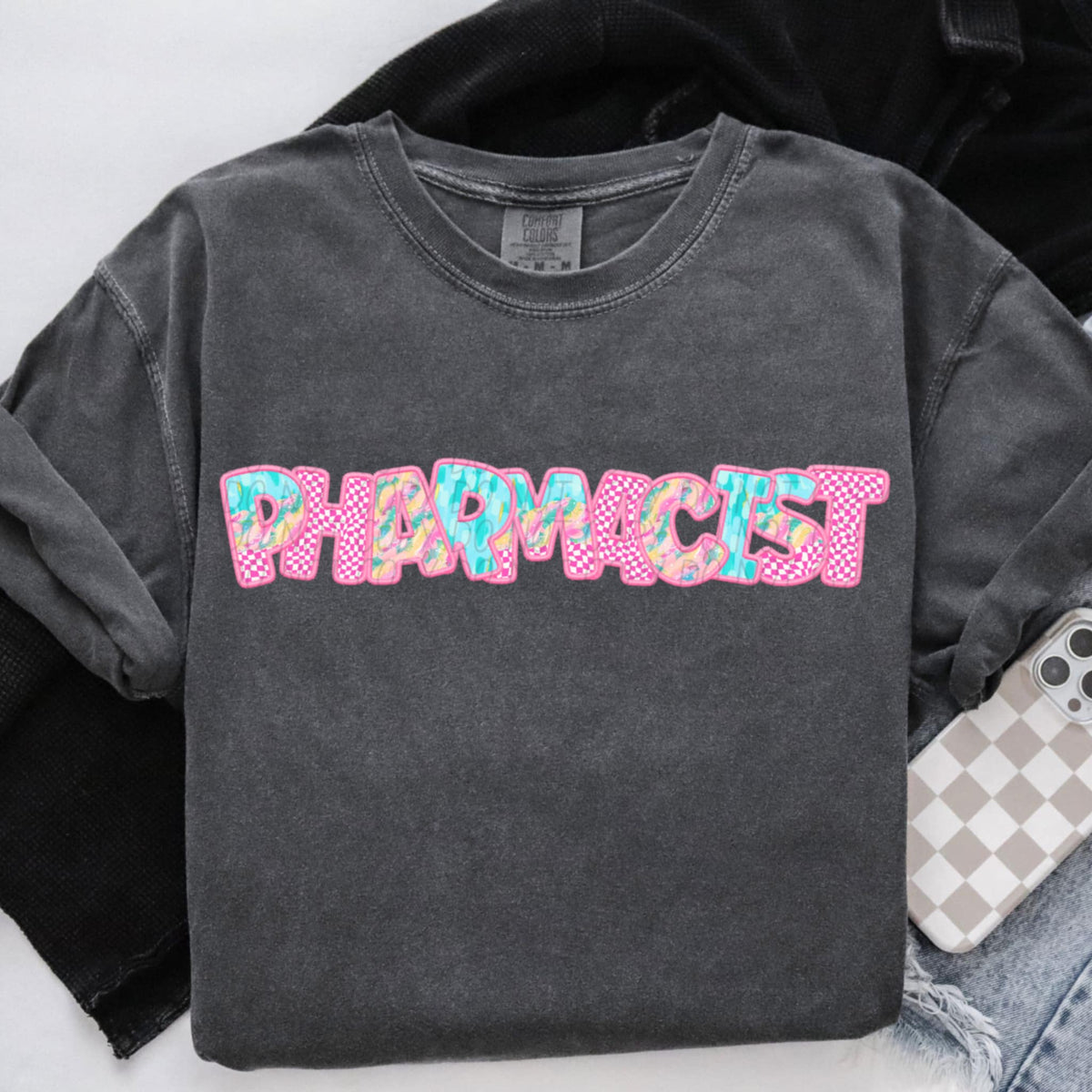 Pharmacist pink checkered (CITY) 97088 DTF transfer