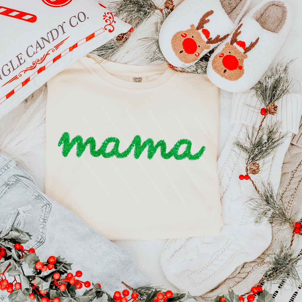 Mama tinsel GREEN 111587 DTF transfer