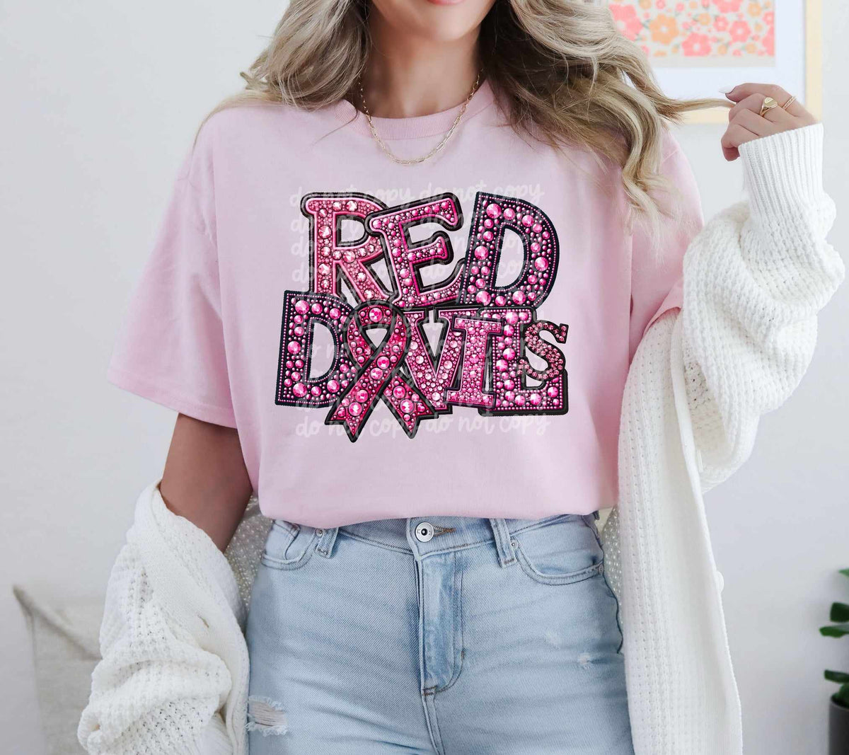 Red Devils pink rhinestone 60605 DTF transfer