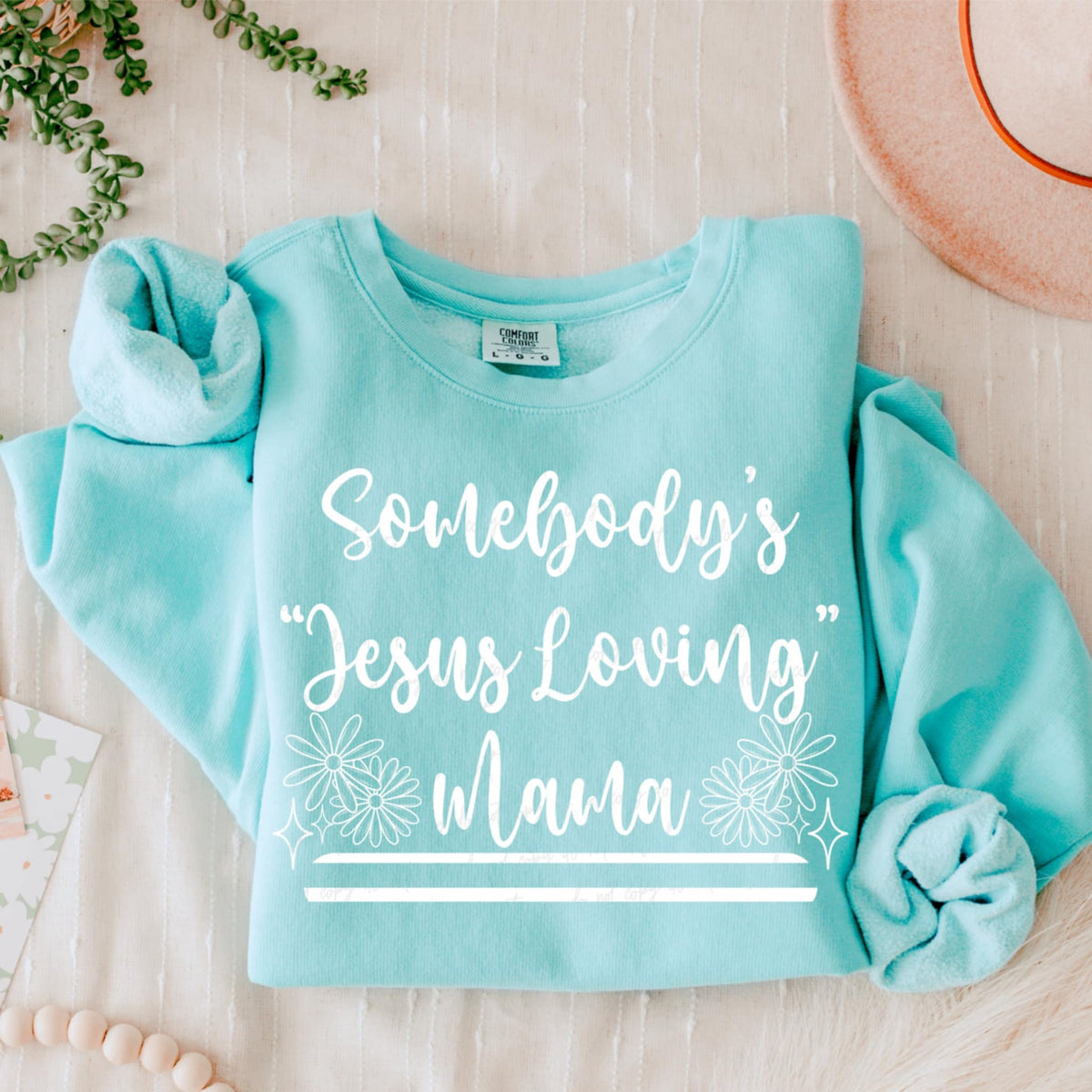 Somebody’s “Jesus loving” mama WHITE (VIRGO) 90692 DTF transfer