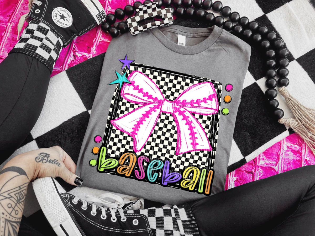 Baseball 1 checkered preppy bright (Caplinger) 91467 DTF transfer