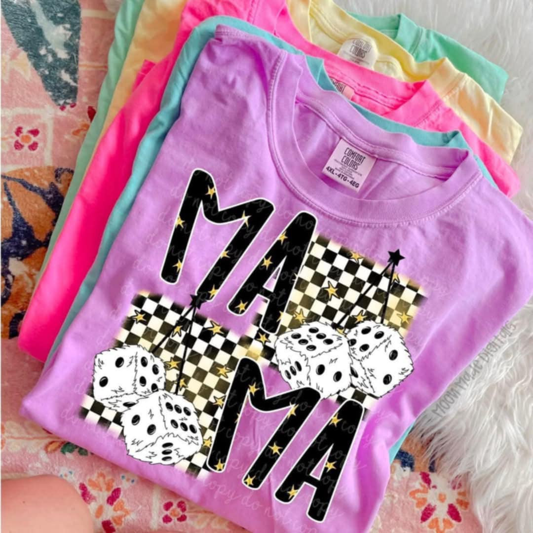 Mama checkered with dice (MMD) 92668 DTF transfer